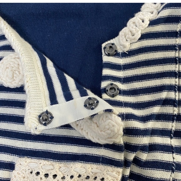 Anthropologie Sparrow Loose Lines navy white Striped Cardigan/S - Picture 3 of 9